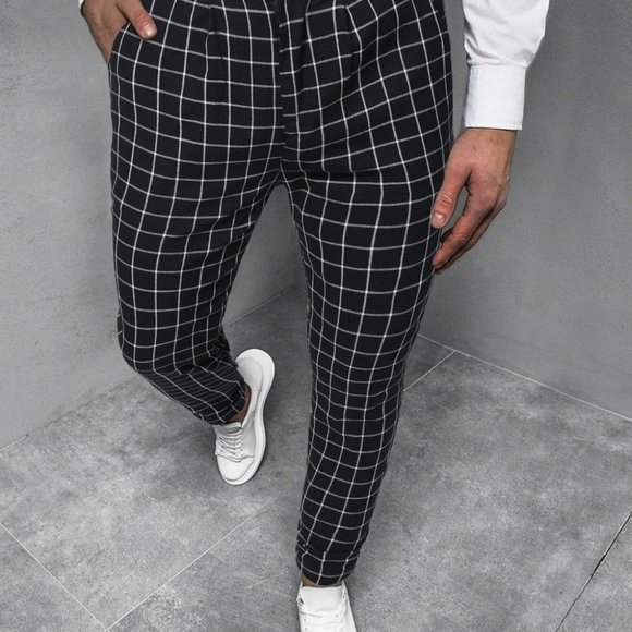 MODA ME COUTURE Other - Plaid Tapered Men's Pants With Slant Pockets